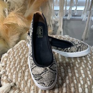 Keds Black and Cream Snakeskin Flats